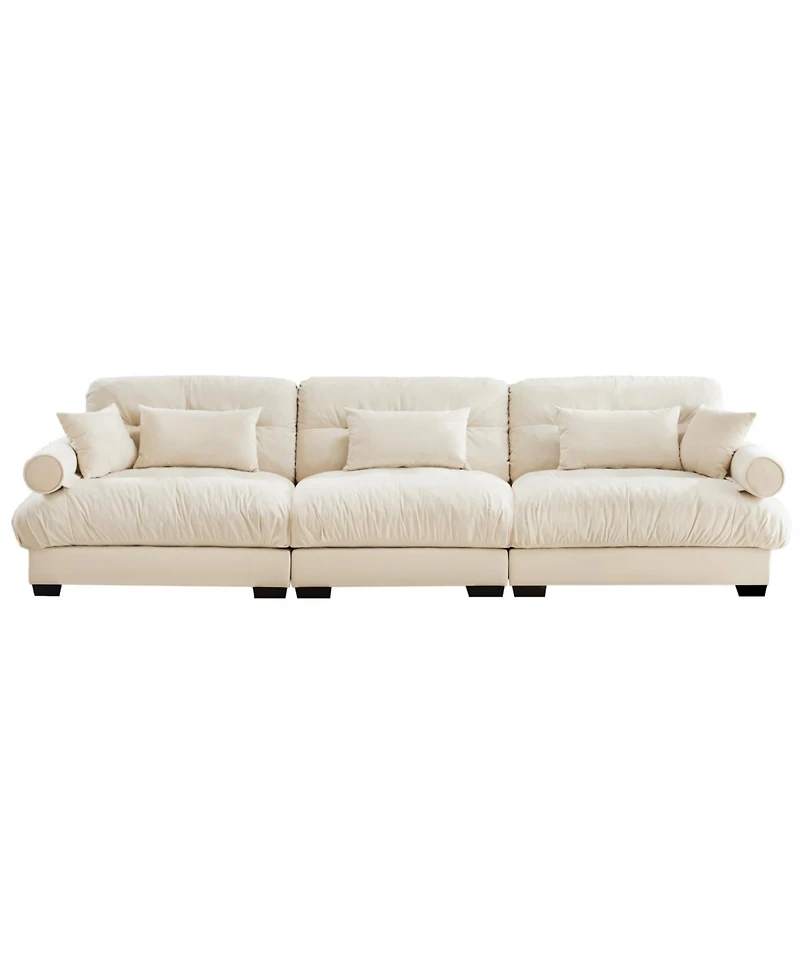 Streamdale Furniture Streamdale Extra Large 3 Seat Modern Velvet Sofa, Oversize, Cloud-Like Comfort, Cream