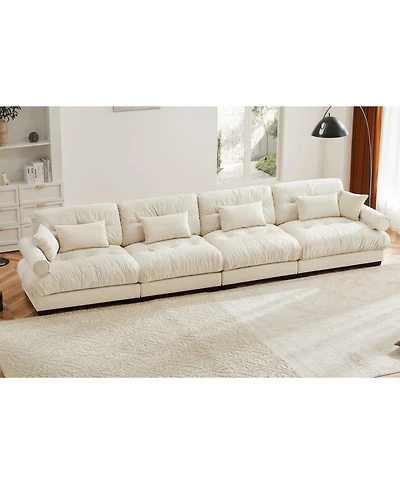 Streamdale Super Comfort Oversized Modular Velvet Sectional Sofa Couch with Ottoman