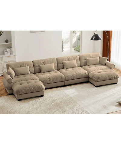 Streamdale Furniture Streamdale U-Shaped Sectional Sofa Cloud Couch with Movable Ottomans, Convertible 4 Seater