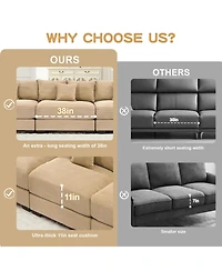 Streamdale Camel 130" Oversized Corduroy Cloud Modular Sectional Couch with Ottoman