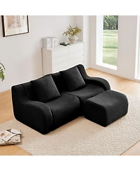 Streamdale Furniture L-Shaped Teddy Fabric 2-Seat Boneless Sofa,