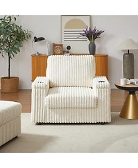 Streamdale Furniture Streamdale 42.5" Corduroy Single Recliner with Pillow, Cup Holder, Storage Footrest