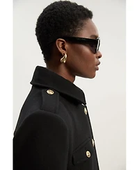 Karen Millen Women's Wool Military Tailored Maxi Coat