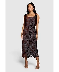 Coast Women's Velvet Lace Tie Shoulder Midi Dress