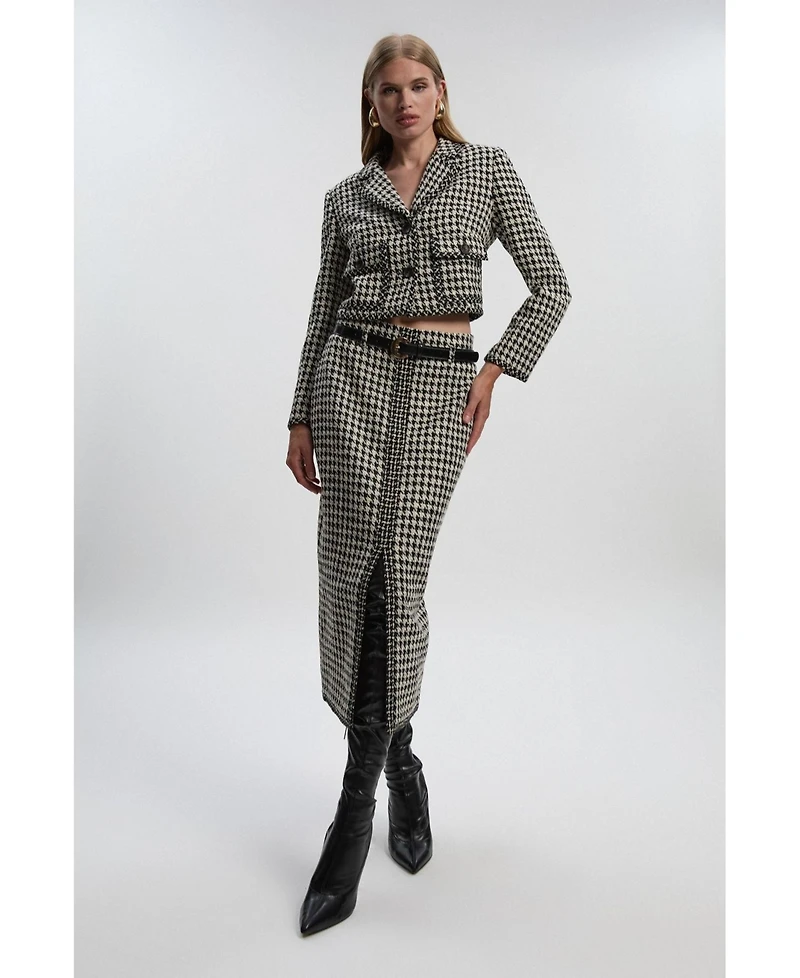 Karen Millen Women's Tweed Cropped Tailored Jacket