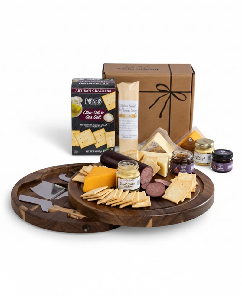 Toscana Acacia Circo Cheese Board with Gourmet Gift Pack, 6-Piece