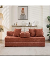 Streamdale Furniture Comfy Convertible Folding Mattress Couch, Floor Sofa Bed - Orange