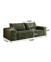 Streamdale Furniture 2-Setaser 63" Corduroy Sofa, Deep Seat Comfy Loveseat, Green