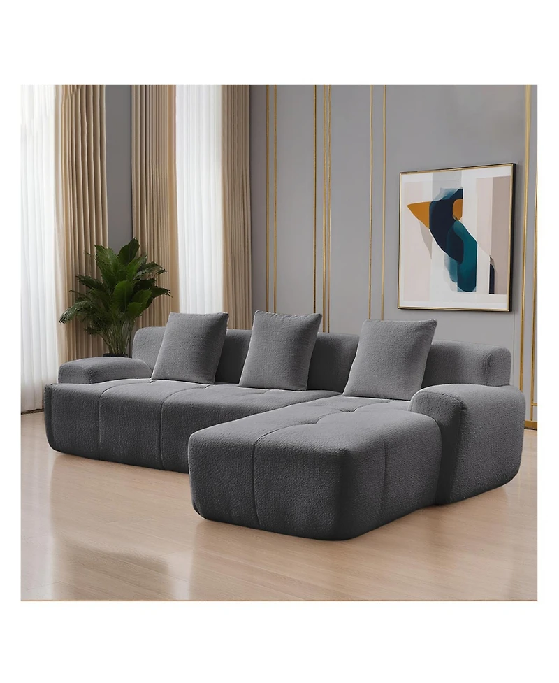 Streamdale Furniture Modern cloud sofa, modular L-shaped chaise, deep seat.