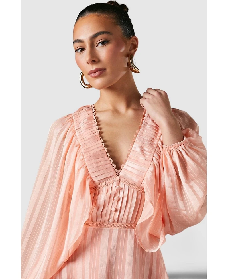 Coast Women's Frill Midi Dress With Blouson Sleeve