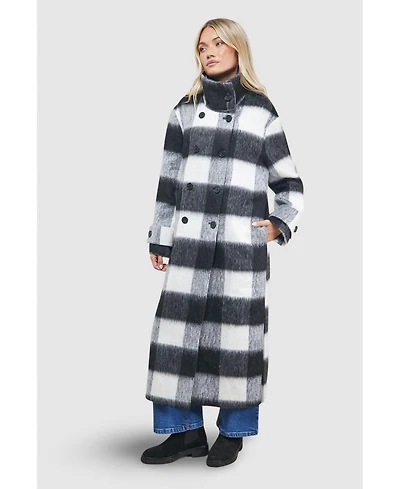 Oasis Women's Brushed Check Funnel Neck Coat