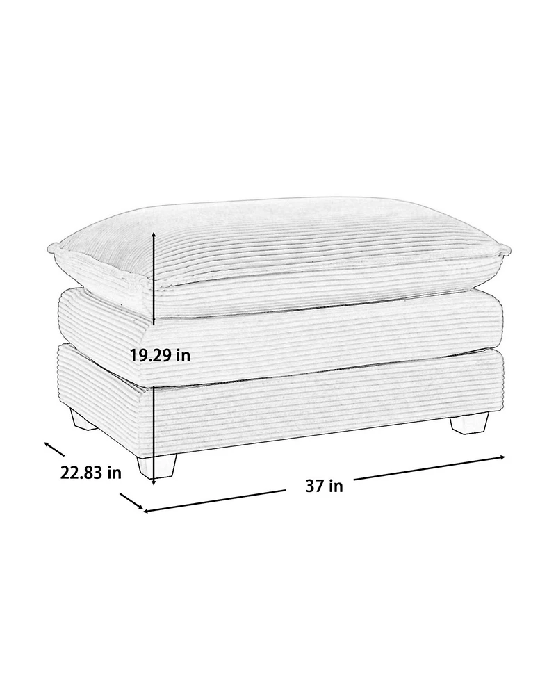 Streamdale Grey Corduroy Ottoman Footstool for 2, 3, and 4 Seater Sofas