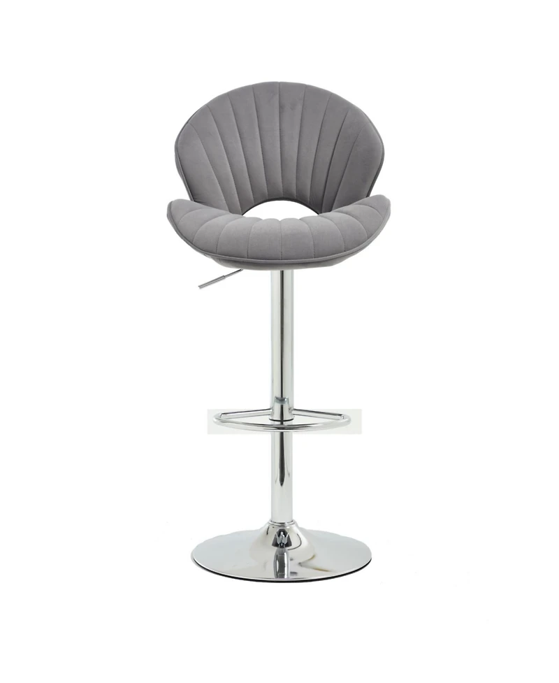 Streamdale Bar Stools Set of 2 - Adjustable Counter Height Bar Chairs with Back & Footrest - Grey