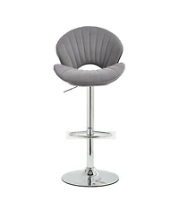 Streamdale Bar Stools Set of 2 - Adjustable Counter Height Bar Chairs with Back & Footrest - Grey