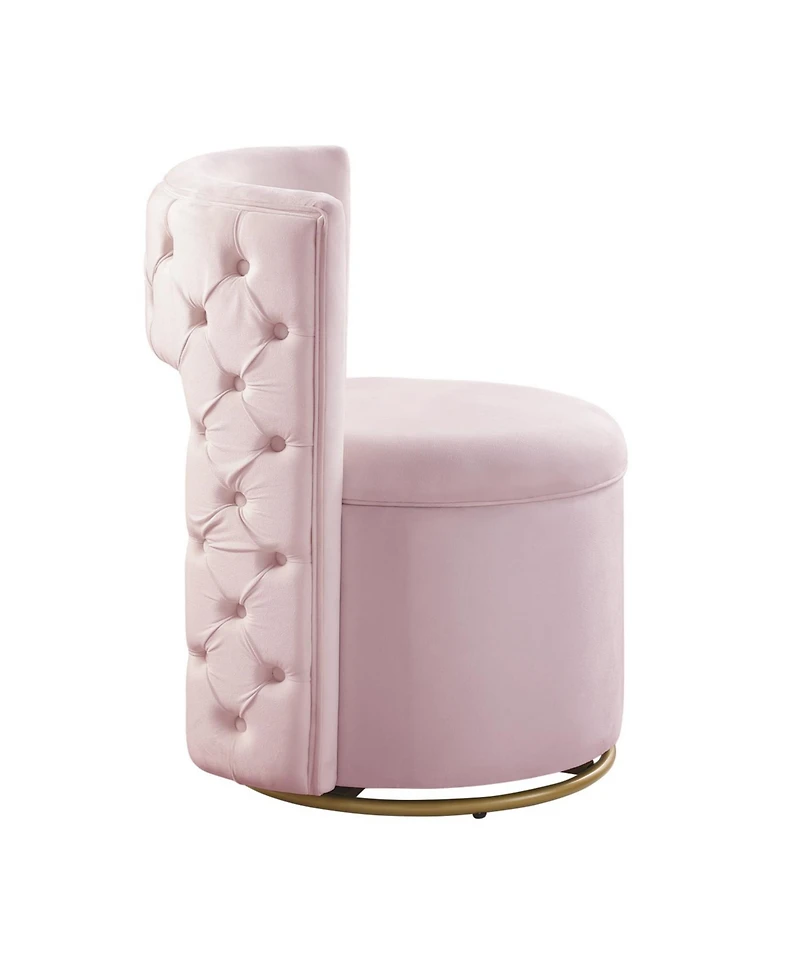 Streamdale 360 Swivel Velvet Chair w/ Storage & Gold Base