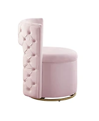 Streamdale 360 Swivel Velvet Chair w/ Storage & Gold Base