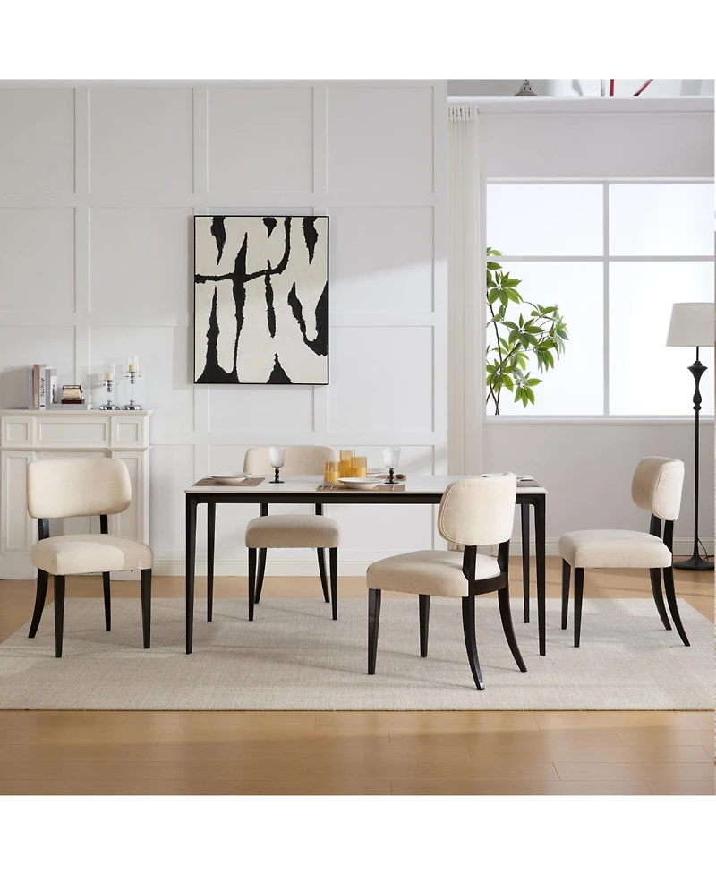 Streamdale Wooden Dining Chairs Set of 2, Modern Fabric Upholstered Kitchen Chairs