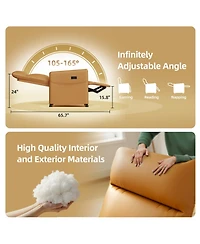 Streamdale Brown Leather Electric Recliner Chair with Footrest & Padded Seat