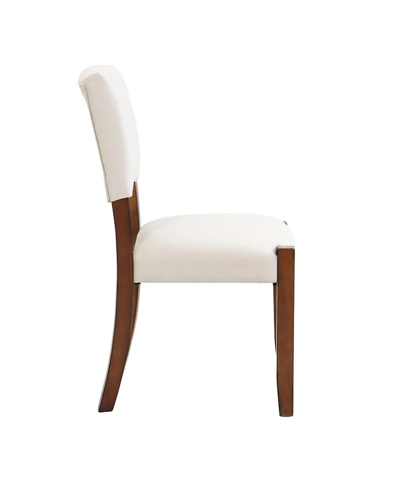 Streamdale Upholstered Dining Chairs Set of 4, Ergonomic Kitchen Chairs with Solid Rubber Wood Legs, Beige