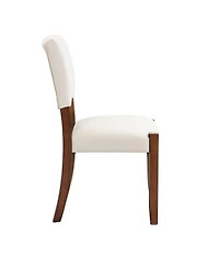 Streamdale Upholstered Dining Chairs Set of 4, Ergonomic Kitchen Chairs with Solid Rubber Wood Legs, Beige