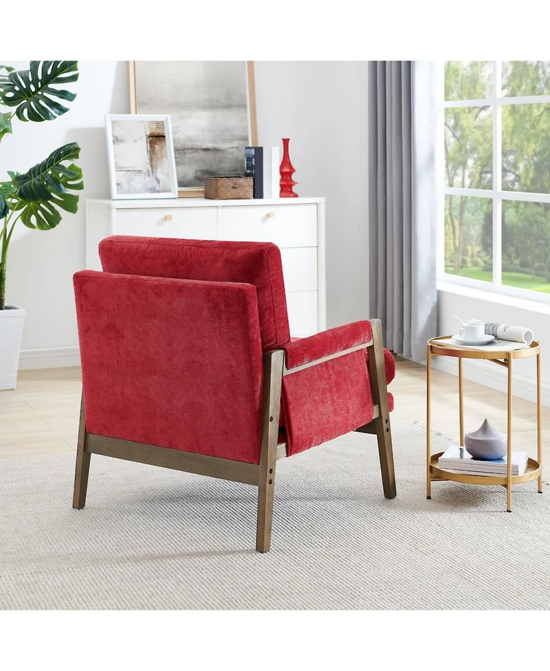 Streamdale Kelly Mid-Century Modern Velvet Accent Armchair, Red