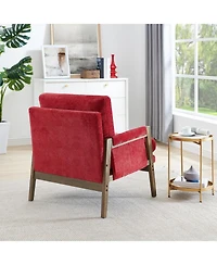 Streamdale Kelly Mid-Century Modern Velvet Accent Armchair, Red