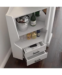 Streamdale Furniture Streamdale Wooden Corner Bar Cabinet with Storage Shelves and Drawers, White
