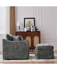 Streamdale Modern Farmhouse Performance Chair with Ottoman, Charcoal