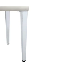 Streamdale Furniture 4-pack white Pu dining chairs with buckle backrest & silver legs