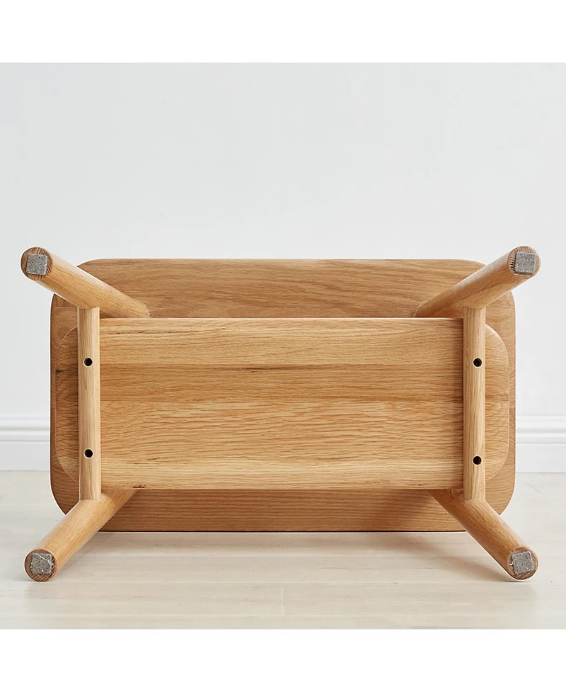 Streamdale Natural Solid Wood Shoe Stool with Cloth Hanger & Storage Bench