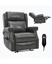 Streamdale Furniture Grey Faux Leather Manual Recliner Chair with 8 Massage Nodes