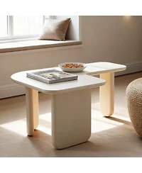 Streamdale Furniture Streamdale Modern L-Shape Coffee Table, Multi-layer Green Paint, White