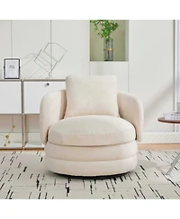 Streamdale Furniture 30"W Modern Swivel Barrel Chair with Pillow, Chenille Upholstered Comfy Armchair