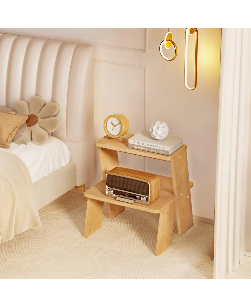 Streamdale Furniture Streamdale 2-Tier Natural Finish Wooden Nightstand/End Table