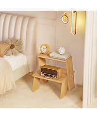 Streamdale Furniture Streamdale 2-Tier Natural Finish Wooden Nightstand/End Table