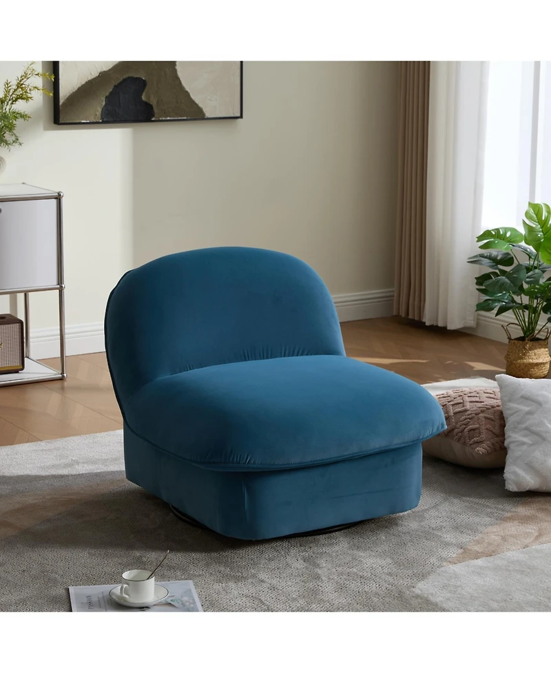 Streamdale Furniture Velvet Swivel Chair with 360-degree Metal Base