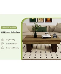 Streamdale 42" Rustic Brown Wood Farmhouse Coffee Table with Sturdy Base