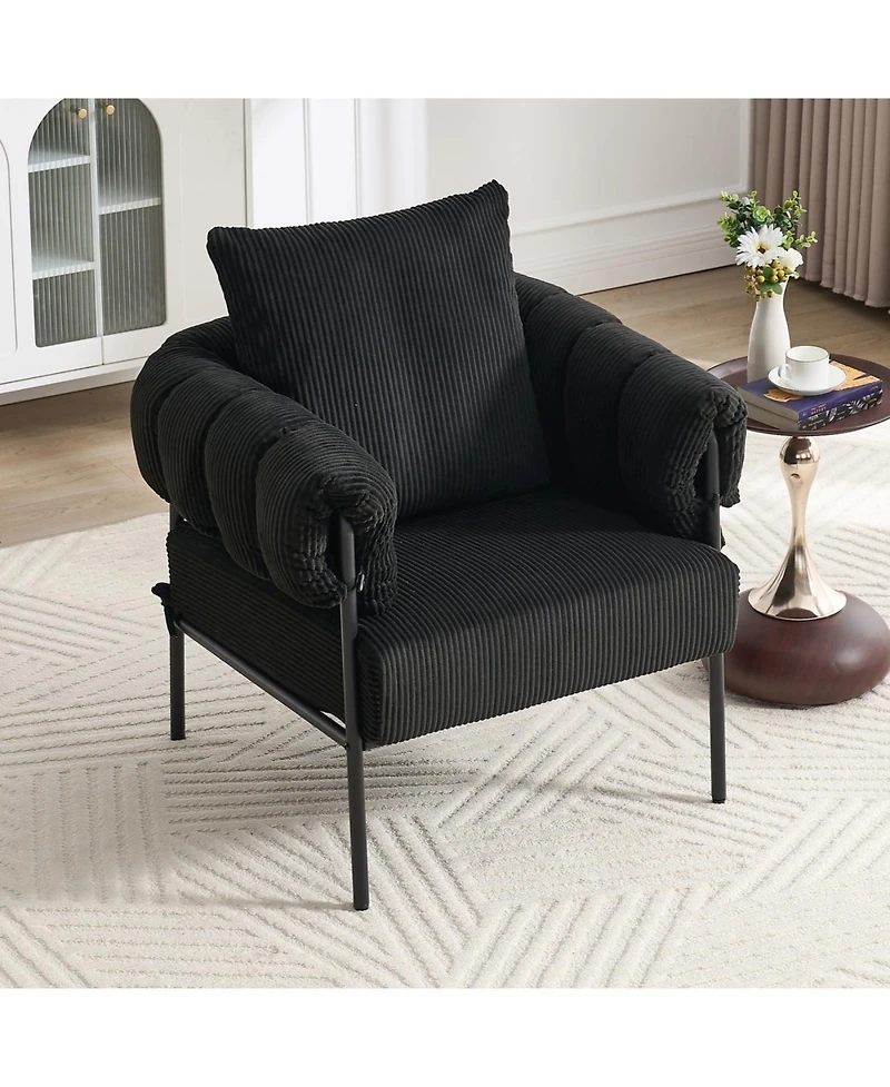 Streamdale Furniture Modern Teddy Fleece Chair with Gold Legs, Black
