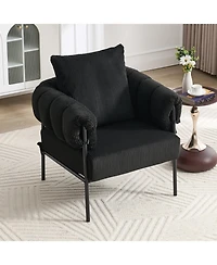 Streamdale Furniture Modern Teddy Fleece Chair with Gold Legs, Black