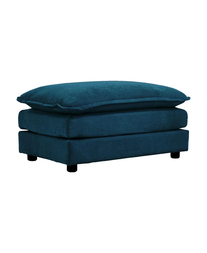 Streamdale Furniture Streamdale Blue Chenille Fabric Ottoman Footrest for 2, 3, and 4 Seater Sofas
