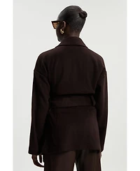 Karen Millen Women's Brushed Wool Wrap Short Coat