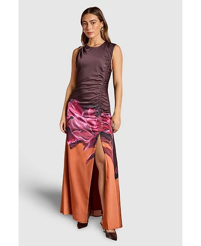 Coast Women's Ruched Print Satin Midi Dress