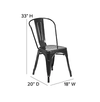 Emma+Oliver Commercial Grade 4 Pack Metal Indoor-Outdoor Stackable Chair