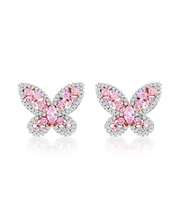 Suzy Levian Sterling Silver Cubic Zirconia Multi-cut Cluster Butterfly Earrings