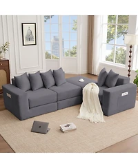 Streamdale Furniture 10-in-1 Convertible Sofa Sectional, Corduroy L-Shaped Modular Couch