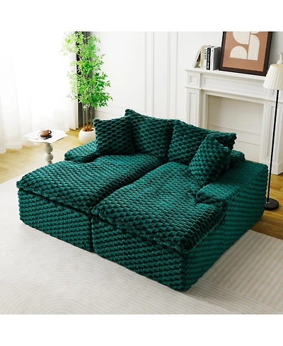 Streamdale Furniture Green Turtle Velvet Double Chaise Lounge Sofa
