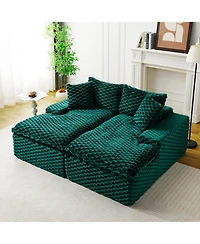 Streamdale Furniture Green Turtle Velvet Double Chaise Lounge Sofa