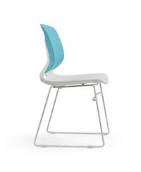 Streamdale Modern Stacking Chairs Set of 4, White/Blue, Polypropylene Seat, Fiberglass Back