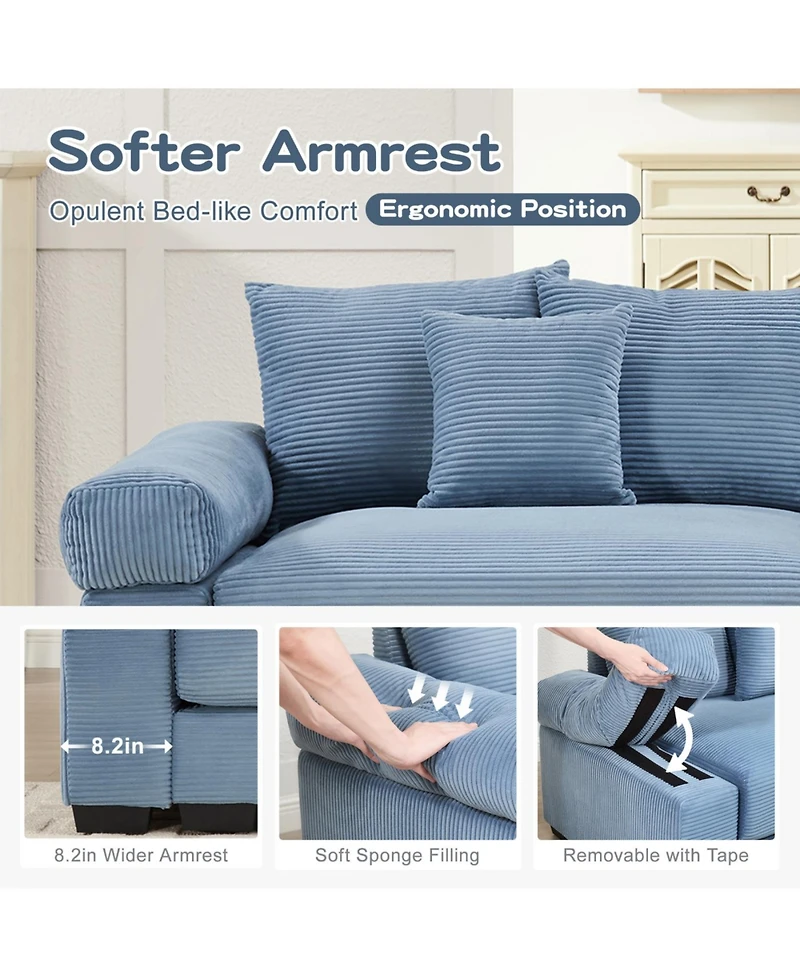 Streamdale Furniture Oversized Cloud Modular Sectional Couch with Ottoman