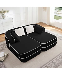 Streamdale Furniture Streamdale Black Teddy Fabric Boneless Sofa with Double Chaises